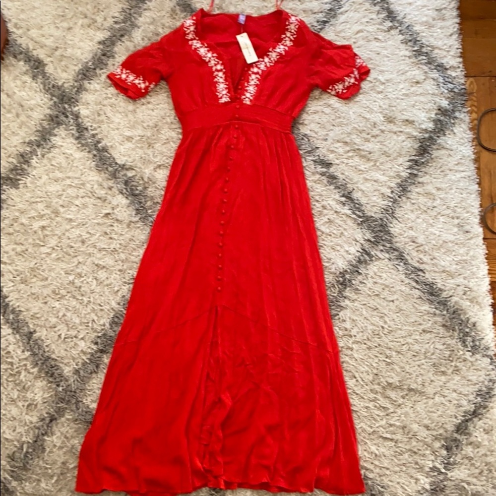 Red Embroidered Maxi Dress! Brand new!